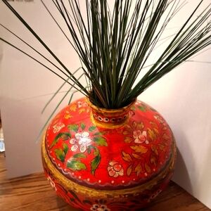 Handcrafted Red Metel Floral Vase